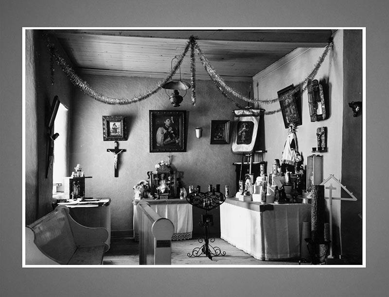 Silver gelatin print of a side alter in Santo Nino De Atocha, Chimayo, New Mexico