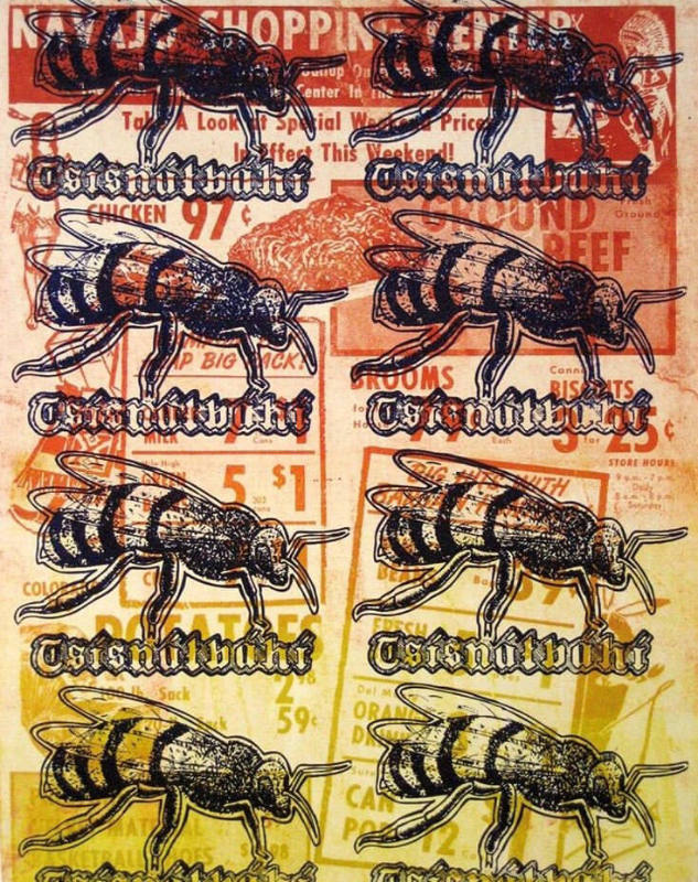 Monotype "Tsísnáłbáhí (Honey Bee)," by David-Alexander Hubbard Sloan
