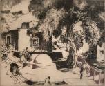Etching on paper, an artist's proof by Gene Kloss, “Courtyard in Chimayó,” 1973