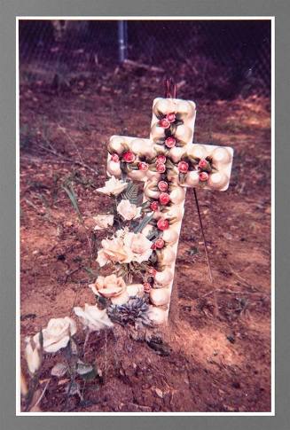 Chromogenic print by William Christenberry, "Grave with Egg Carton Cross, Hale County, Alabama,…