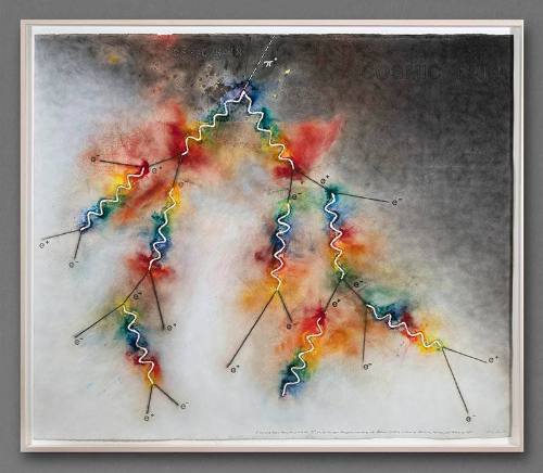 Charles Ross, Cosmic Rain, 1993, powdered pigment exploded onto paper with graphite, 60 × 71 3/…