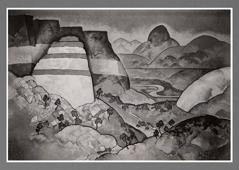 Murals in U.S. Courthouse, Santa Fe, NM: "The Old Cuba Road"