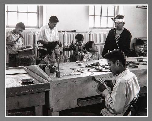 Ambrose Roanhorse with his Class at Fort Wingate Vocational School