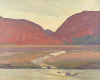Untitled (river and magenta mountains)