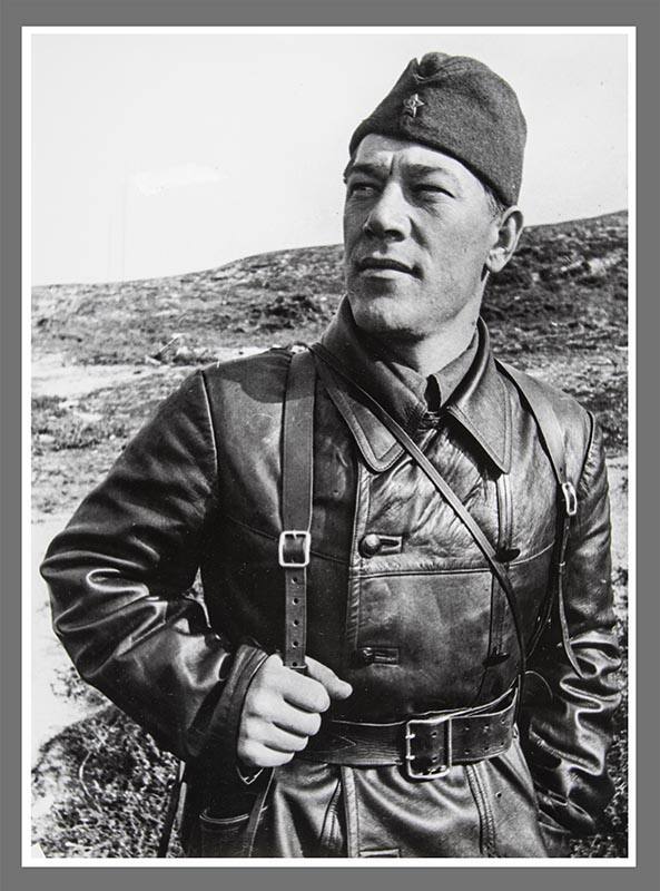 Soldier in leather coat