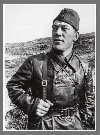 Soldier in leather coat