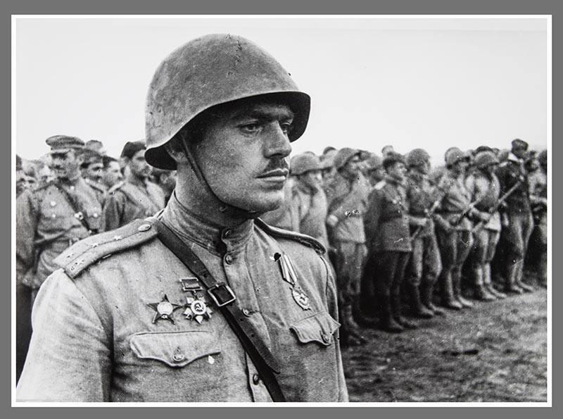 Decorated soldier with the troops