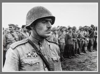 Decorated soldier with the troops
