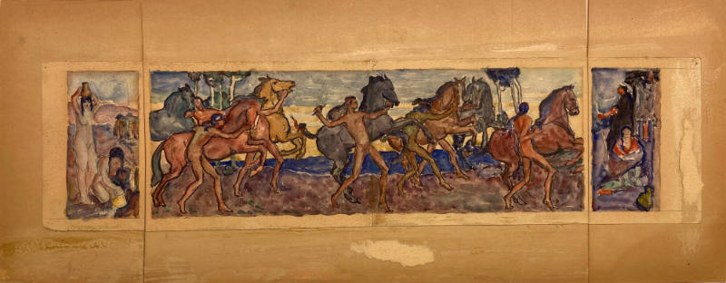 Indian Attack (Proposed Mural Design, Utah Building, Panama-California Exposition, San Diego)