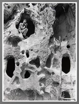 Willard Morgan with Model A Leica, Bandelier National Monument, New Mexico