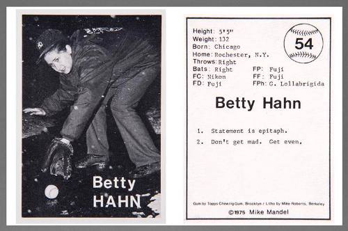 Betty Hahn, No 54 from “The Baseball-Photographer Trading Cards”