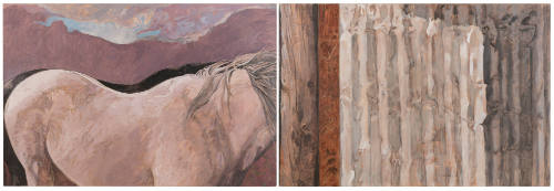 Horses and Corrugated Barn