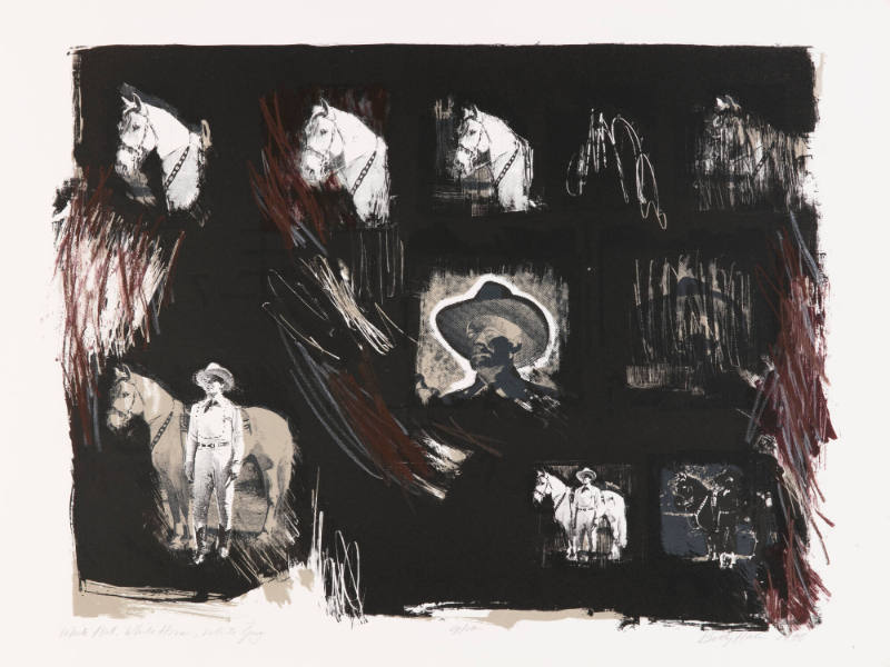 Betty Hahn, White Hat, White Horse, White Guy, 1998, four color lithograph with photographic tr…