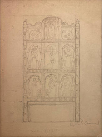 Eugenie F. Shonnard, Plan for Taylor Memorial Chapel Reredos, circa 1920, pencil on paper, 10 5…