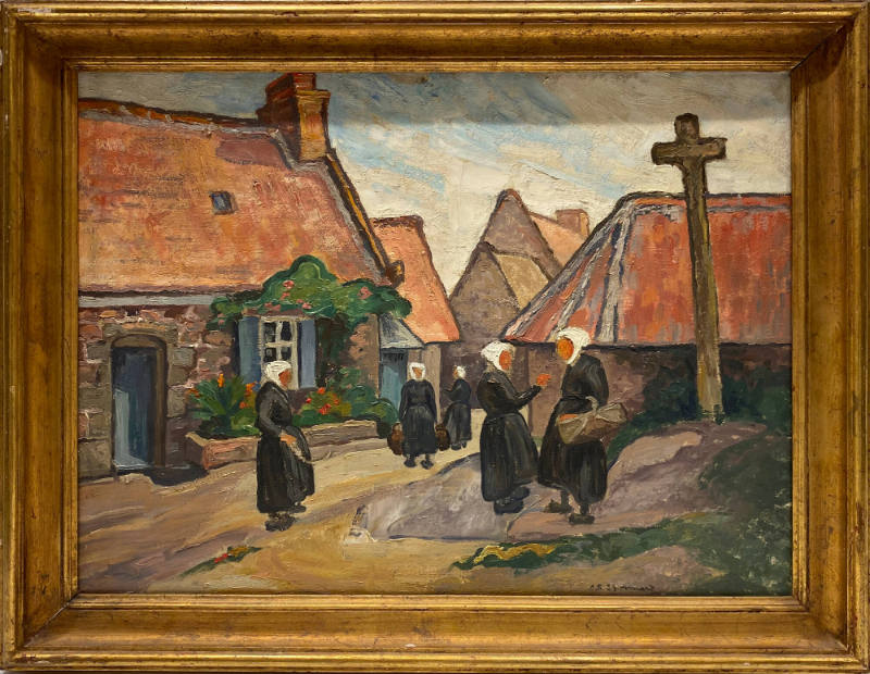 Five Peasants Gossiping in the Center of Town