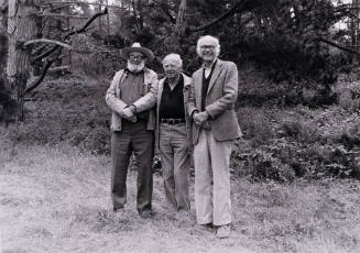 Beaumont Newhall, Willard Van Dyke and Ansel Adams at Weston Beach, Point Lobos, California on the Occasion of Beaumont Newhall's 75th Birthday