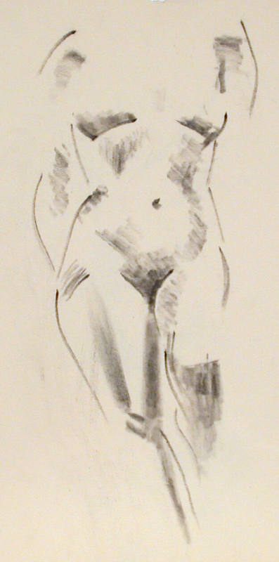 Untitled (Two drawings, standing nude on each side of paper)