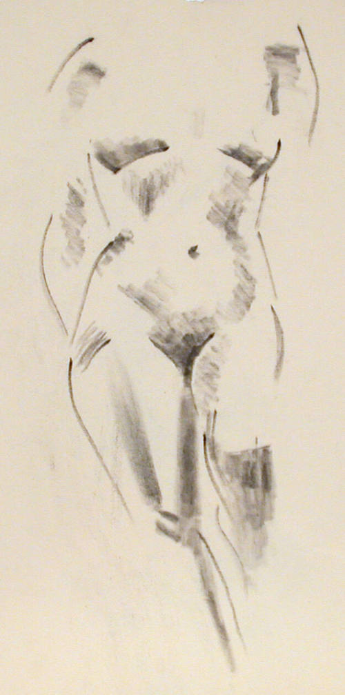 Untitled (Two drawings, standing nude on each side of paper)