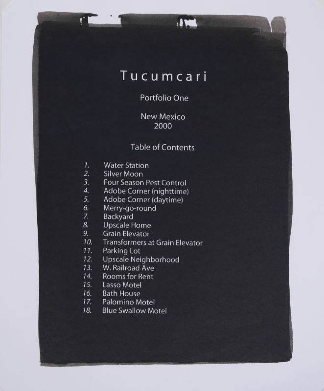 Table of Contents from the portfolio "Tucumcari"