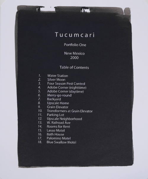 Table of Contents from the portfolio "Tucumcari"