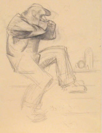 Untitled (Man seated holding head in profile)