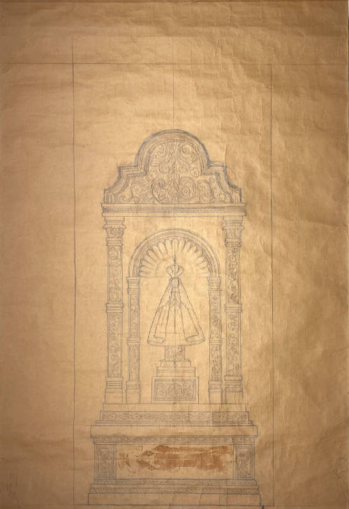 Eugenie F. Shonnard, Plan for Rosario Chapel Reredos, circa 1960, pencil on paper, 38 × 17 in. …