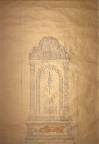 Eugenie F. Shonnard, Plan for Rosario Chapel Reredos, circa 1960, pencil on paper, 38 × 17 in. …
