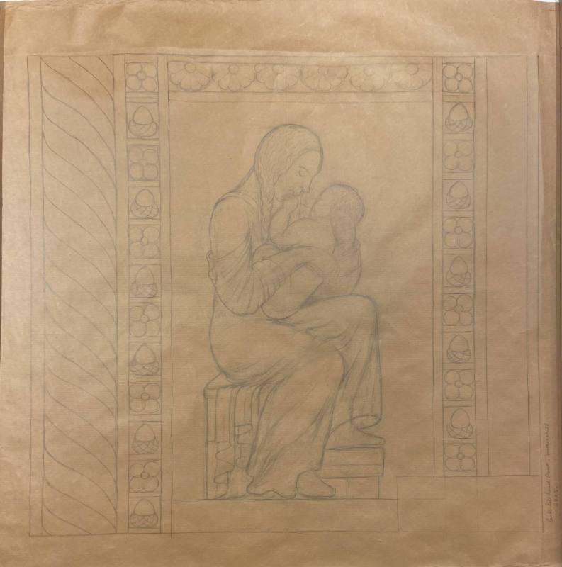 Plan for Detail of Penrose Reredos (Mother and Child)
