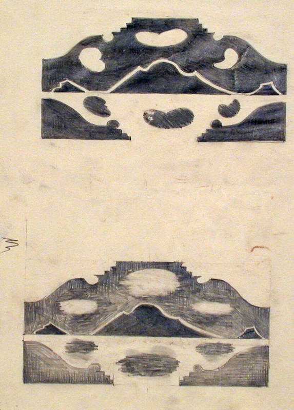 Untitled (two abstract mountain designs)