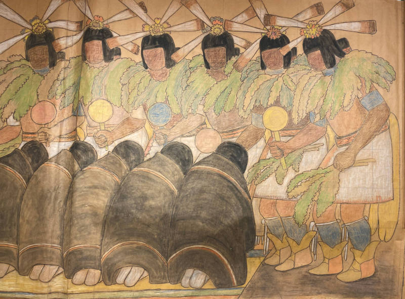 Detail: Plan for Unidentified Pueblo Relief (Dancers with Green Boughs, Kneeling Figures)