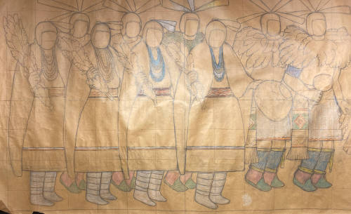 Plan for Unidentified Pueblo Relief (Nine Pueblo Dancers)