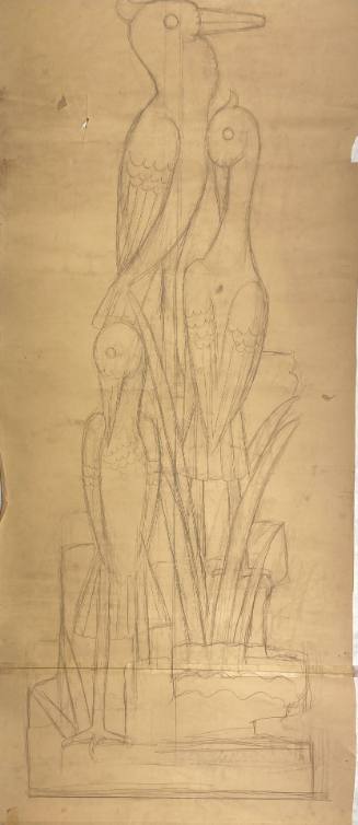 Untitled Sketch (Three Tall Birds on Base)