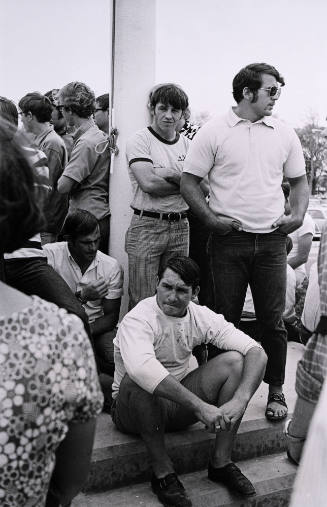 Untitled (Fraternity Members and  Athletes Around Flagpole)