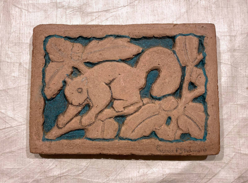 Eugenie F. Shonnard, Untitled Keenstone Relief (Squirrel), ca. 1960, keenstone, 6 3/8 x 9 3/4 x…