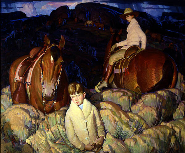 W. Herbert Dunton, My Children, circa 1922, oil on canvas, 50 × 60 in. Collection of the New Me…