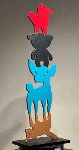 They Help Each Other- Animal Stack- Multi colored patina