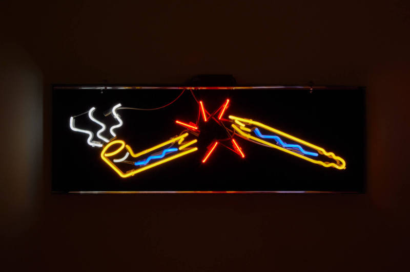 Jacque Fragua, Ceci N'est Pas Une Pipe, 2016, neon, 16 1/2 × 48 1/4 × 2 1/2 in. Collection of t…