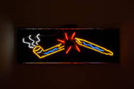 Jacque Fragua, Ceci N'est Pas Une Pipe, 2016, neon, 16 1/2 × 48 1/4 × 2 1/2 in. Collection of t…