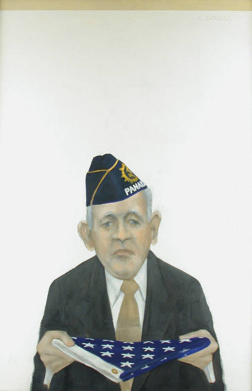 American Legioneer Handing Folded Flag Toward Viewer