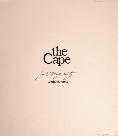 Title Page - the Cape: Joel Meyerowitz 15 Prints