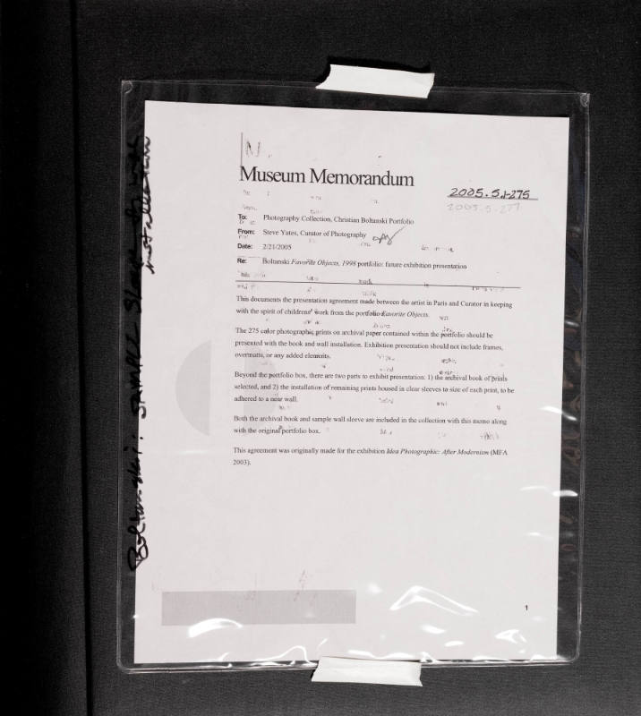 Display Information Binder for portfolio "Favorite Objects"