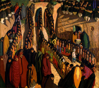 Ernest L. Blumenschein, Dance at Taos, 1923, oil on canvas, 23 ½ x 26 ½ in. Collection of the N…