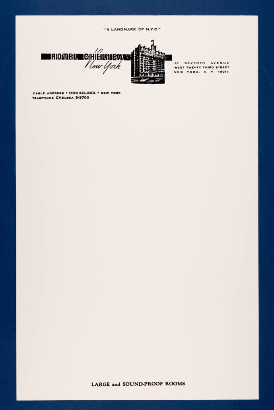 Letter from the Hotel Chelsea Blank Page