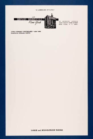 Letter from the Hotel Chelsea Blank Page