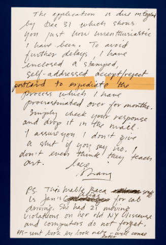 Letter from the Hotel Chelsea Back of Page 3