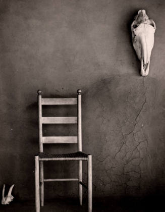 Antelope Antlers, Chair and Horse Skull at the Ghost Ranch, New Mexico