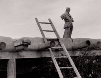 At the Ranch (O'Keeffe on Roof with Ladder)