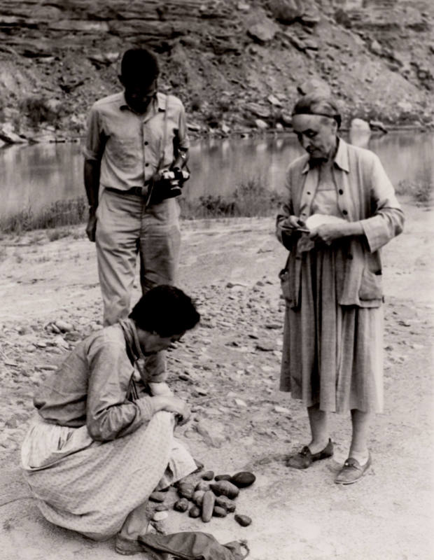 Untitled (Doris Bry, Eliot Porter, Georgia O'Keeffe at Glen Canyon with rocks)