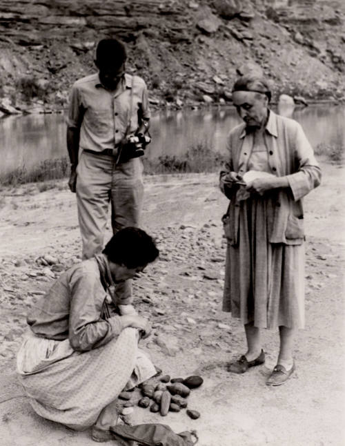 Untitled (Doris Bry, Eliot Porter, Georgia O'Keeffe at Glen Canyon with rocks)