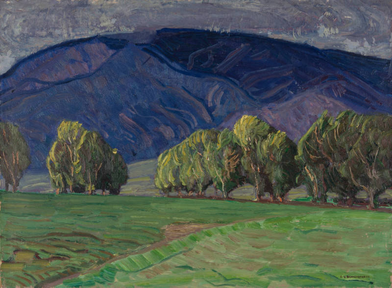 Untitled (trees and blue mountains)